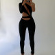 Irregular Single Sleeve Sexy Tight Jumpsuit Women