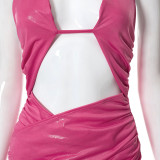women's halter neck open back sleeveless hollowed out hip slim fit dress