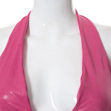 women's halter neck open back sleeveless hollowed out hip slim fit dress