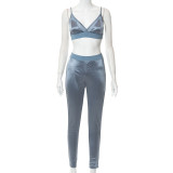 Sexy suspenders high waist slim fit open back trousers suit