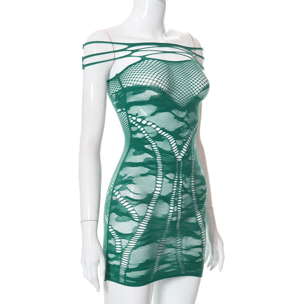 Sexy one-shoulder hollow see-through hip dress