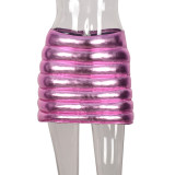 Women Splash-proof Zipper Glossy Cotton-filled Skirt Mini Skirt8177DN