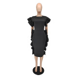 Summer fashion big pleated lace dress
