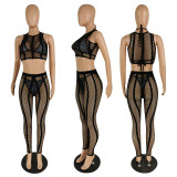 Hot-Drilled Stretch Mesh Bikini Four-Piece Swimsuit