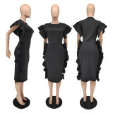 Summer fashion big pleated lace dress