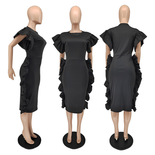 Summer fashion big pleated lace dress