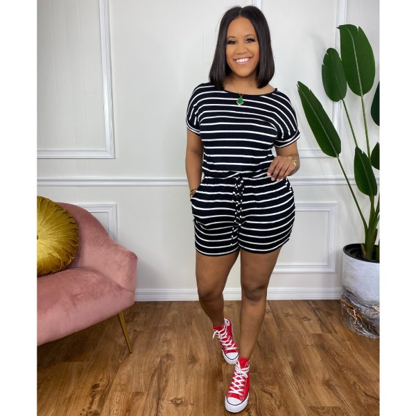 striped zip-tie tunic