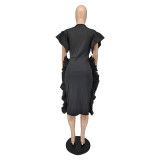Summer fashion big pleated lace dress