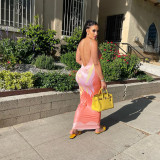 women's sexy suspenders temperament print dress