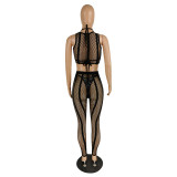 Hot-Drilled Stretch Mesh Bikini Four-Piece Swimsuit
