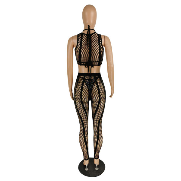 Hot-Drilled Stretch Mesh Bikini Four-Piece Swimsuit
