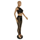 Hot-Drilled Stretch Mesh Bikini Four-Piece Swimsuit
