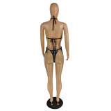 Hot-Drilled Stretch Mesh Bikini Four-Piece Swimsuit