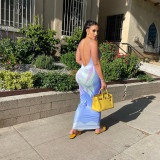 women's sexy suspenders temperament print dress