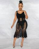 Sexy Cutout Camisole Blouse Hook Knit Dress