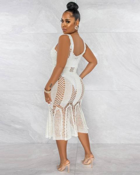 Sexy Cutout Camisole Blouse Hook Knit Dress