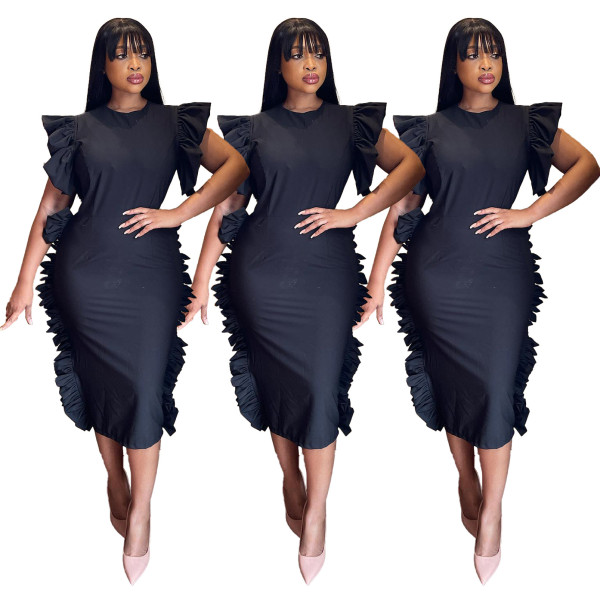 Summer fashion big pleated lace dress