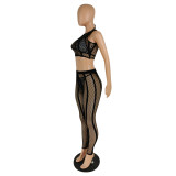 Hot-Drilled Stretch Mesh Bikini Four-Piece Swimsuit