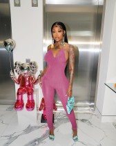 Sexy gold wire solid color backless jumpsuit YD8626