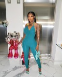 Sexy gold wire solid color backless jumpsuit YD8626
