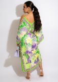 suspenders boho print dress NK312