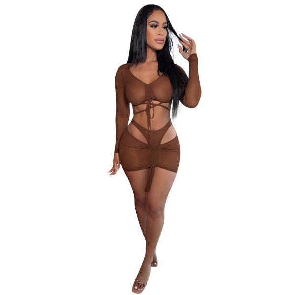 Fashion See-Through Mesh Strap Two-Piece Set YD8629
