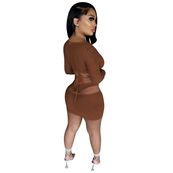 Fashion See-Through Mesh Strap Two-Piece Set YD8629