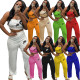 Women's Clothing Brand Brand Cross-border Source Letter Embroidered Chest Wrapped Pants Sports Suit R1188