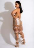 Women's Hollow Perspective Two-piece Beach Style Fishnet Color Matching Hand Hook Sexy Suit