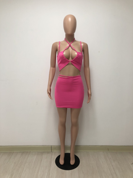 Solid Color Two-Piece Wrap Skirt