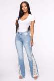 Women's Casual Pants Pack Hip Light Blue Large Size Shredded Denim Trousers
