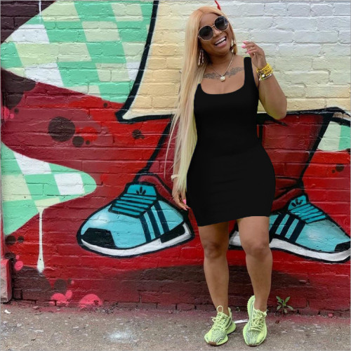 Pack hip dress fashion women's skirt summer solid color suspender casual skirt