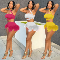 Sexy Feather Irregular Two Piece Suit Sexy Feather Irregular Two Piece Suit