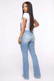 Women's Casual Pants Pack Hip Light Blue Large Size Shredded Denim Trousers