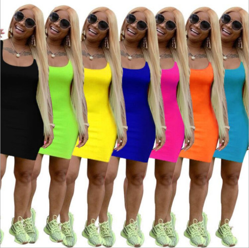 Pack hip dress fashion women's skirt summer solid color suspender casual skirt