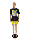 Women's Fashion Print Casual Colorblock Two Piece Suit