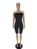 Women's Feather Wrap Slim Fit Jumpsuit