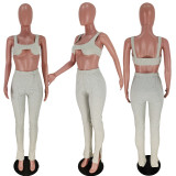 Women's High Quality Fabric Tank Top Trousers Two Piece Set