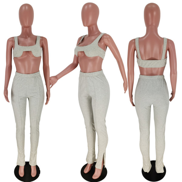 Women's High Quality Fabric Tank Top Trousers Two Piece Set