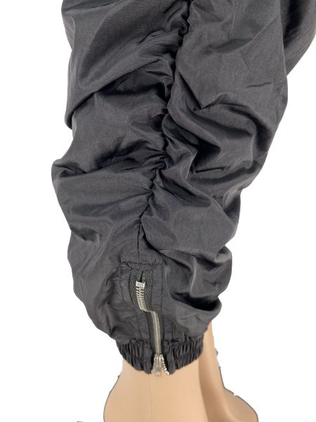 Ladies Fashion Pleated Hem Split Zipper Waterproof Casual Pants Long Pants
