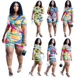 Women's spring and summer sexy personality fashion positioning printing letter casual two-piece suit