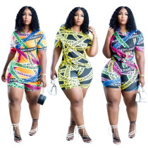 Women's spring and summer sexy personality fashion positioning printing letter casual two-piece suit