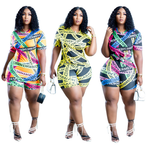 Women's spring and summer sexy personality fashion positioning printing letter casual two-piece suit