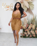 Sexy Sheer Knit Hook Fringe Beach Shorts Set