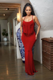Sexy Fashion Halter Tie Backless Fringe Dress