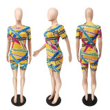 Women's spring and summer sexy personality fashion positioning printing letter casual two-piece suit