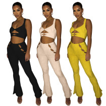 vest cutout thread button trousers two-piece set vest cutout thread button trousers two-piece set