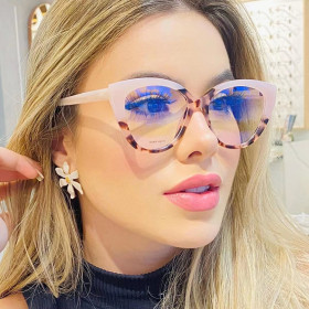 Color matching cat eye flat mirror TR90 anti-blue light retro glasses frame trendy glasses frame