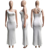Vest suspenders irregular hip lift sexy dress