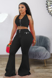 Fashion and leisure new small vest flared pants two-piece set